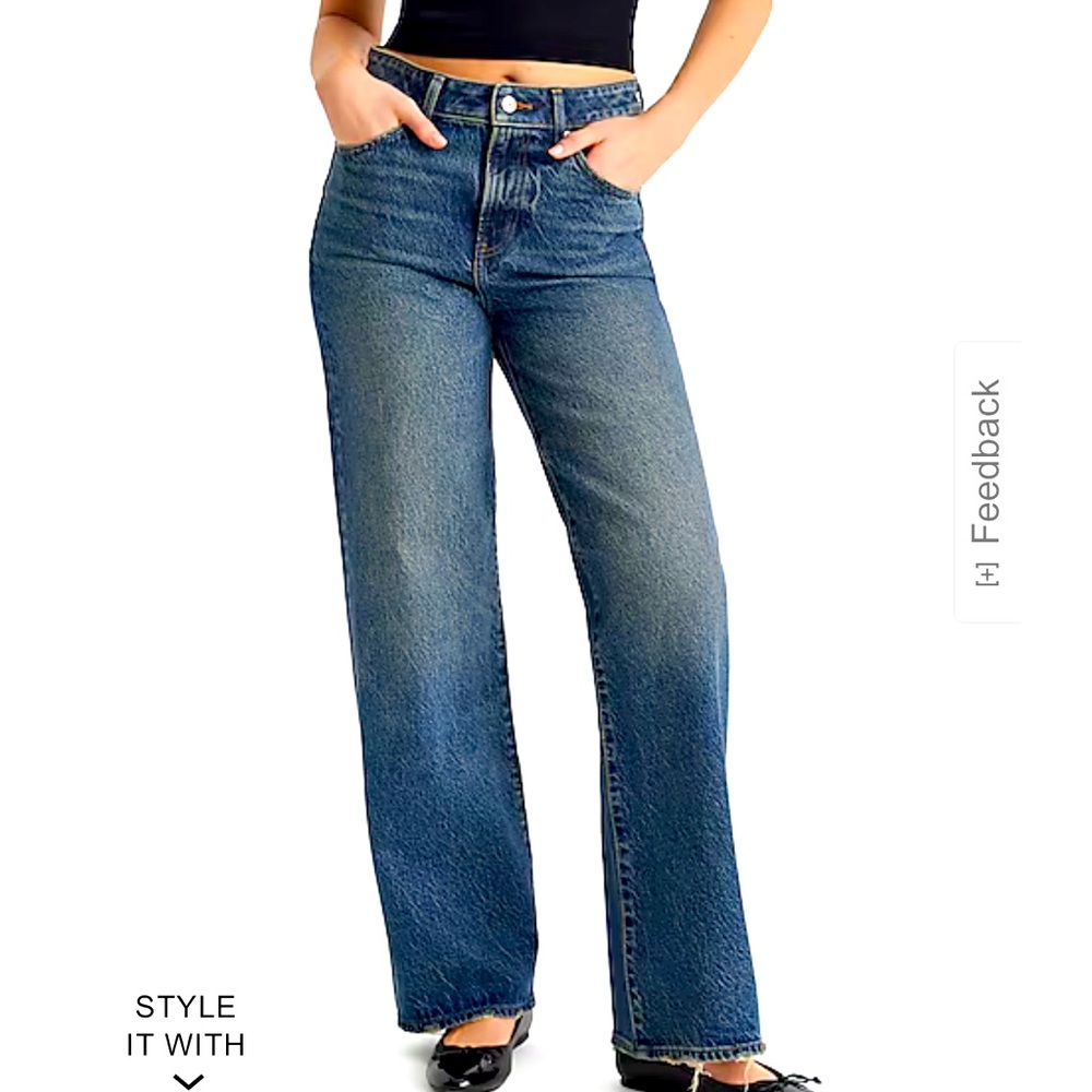 NWT EXPRESS High Waisted Relaxed Medium Wash Wide Leg Jeans Sz 14R